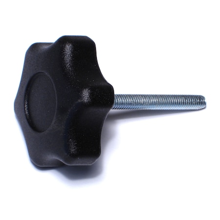 Midwest Fastener 6mm-1.0 x 50mm Black Plastic Coarse Male Threaded Stud Fluted Knobs 2PK 78006